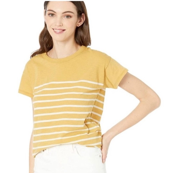 🛍️ Women's Whisper Cotton Rib-Crewneck Tee in Nautical Stripe Size… - Picture 1 of 5